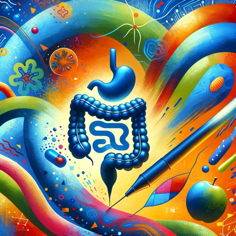 another visually striking image created in a modern abstract style, representing the theme of the gut microbiome's influence on diabetes management.