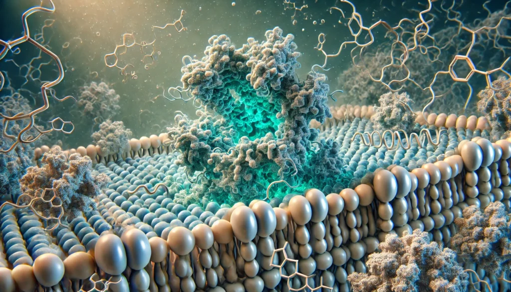 Illustration of the insulin signaling pathway from taste buds to glucose uptake in cells